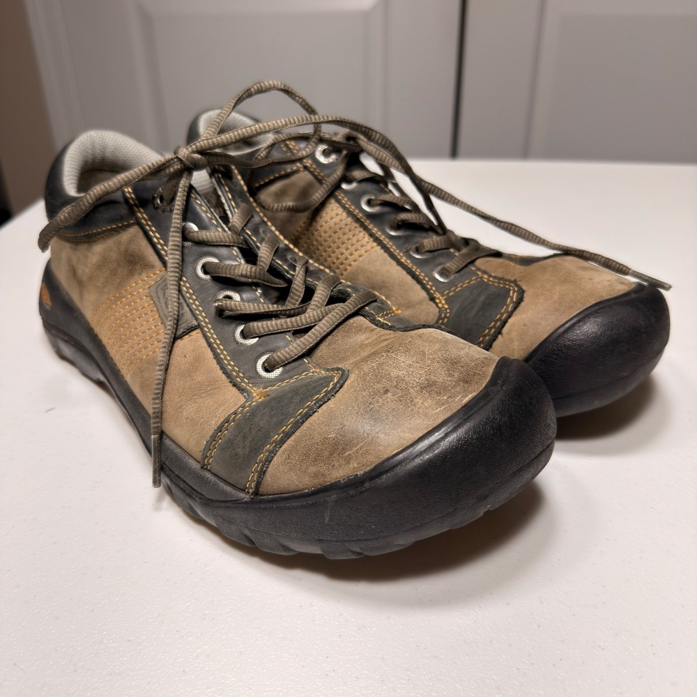 Keen Presidio Brown Black Leather Comfort Walking Shoes Gorpcore Mens 10.5